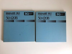 オープンリールテープ 10号 MAXELL 50-120B XLⅠ BQ メタルリール MR-10 元箱付き 2本セット 使用済み 現状品 (423-2)