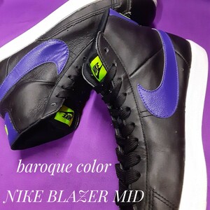  most price! masterpiece archive design! reissue big swoshu! Nike blaser high class leather sneakers! rare ba lock color! black! black purple white 26.5