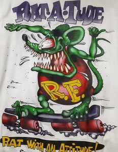 最値!未使用・デッドストック品!永遠のロウブローキャラ!ラットフィンク(RAT FINK) プリント Tシャツ!廃盤!ホワイト!白 Sサイズ ラスト1点!