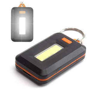 キーホルダーLEDライト COBライト 明るい SOS点灯モード カラビナ付 乾電池使用 軽量 GWKCOB303