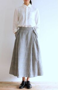 AO daikanyama グレンチェックガーゼタックロングスカート