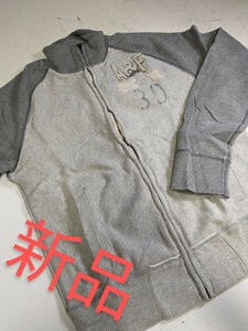 41715　A＆F　Abercrombie＆Fitch　新品　上着　ジャケット　サイズL　ブルゾン　グレー　ダメージ　