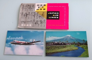 【即決！！】昭和30年頃のＪＡＬ搭乗記念絵葉書　日本航空　ダグラスDC-4