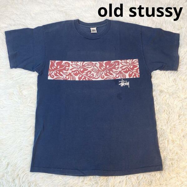 old stussy ステューシー　Tシャツ　90s ネイビー　XLサイズ