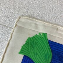 ニナリッチ　スカーフ　シルク　リボン　チャーム　ブルー系　約67×67cm_画像9