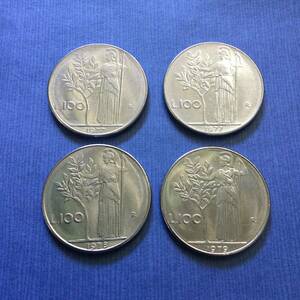 イタリア硬貨100リラコイン1977年〜1979年4枚