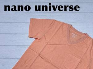 ☆送料無料☆ nano universe ナノユニバース nanoBASE ナノベース 未使用 半袖 胸ポケット Vネック Tシャツ メンズ M ライトオレンジ