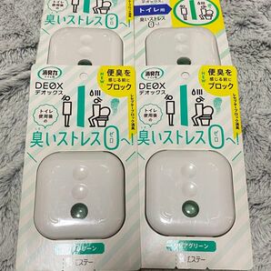 【4個】 エステー 消臭力 DEOX デオックス トイレ用 本体 置き型 クリアグリーンの香り