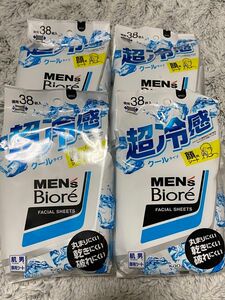 【4個】 メンズビオレ 洗顔シート クール 38枚入 超冷感