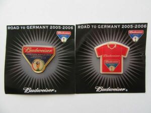 Budweiser《 ROAD TO GERMANY 2005-2006 》☆ ピンバッジ ☆ ２点セット ★ バドワイザー・キャンペーン グッズ ＊ 自宅保管品／ 未使用