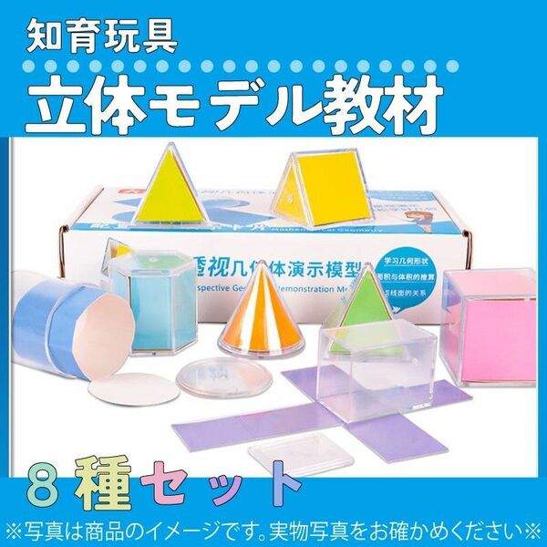 613　透視立体幾何学モデル教材　立体展開模型図　知育玩具　 小学 中学 受験　パズル　モンテッソーリ　８種セット