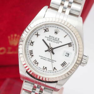 【希少品】ロレックス オイスターパーペチュアルデイトジャストRef,79174 ROLEX DATEJUST Cal,2235 自動巻 白 ローマン女性+箱[Y945782-ZF1