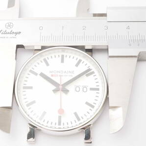 モンディーン MONDAINE 30303 RAILWAYS WATCH デイト SS クォーツ 白文字盤 スイス国鉄公認 メンズ腕時計 フェイス+元箱[Pa1472-ZG1の画像6