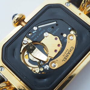 シャネル プルミエール Cal,976.001 CHANEL PLAQUE OR G 20M クォーツ ゴールド×ブラックダイヤル レディース+元箱[F.G.46314-ZG4の画像9