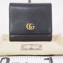 グッチ GUCCI GGロゴ レザー ブラック ゴールド金具 カード入れ 札入れ 小銭入れ 二つ折り 財布+元箱[598587・0416-XS6_画像1