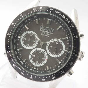  Elgin chronograph solar Drive ELGIN FK-1361S-AP quartz radio wave SS black face men's wristwatch body [Pa1497-AD4