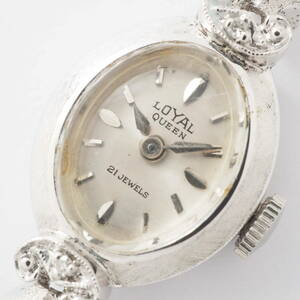  Royal Queen LOYAL QUEEN 21 stone hand winding silver lady's woman wristwatch face only [Pa1517-AN7