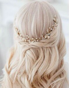 お花リーフピンクゴールド　ヘッドドレス　髪飾り　ブライダルヘアアクセサリー　ブライダルパール　結婚式　パーティ　コーム ドレス 