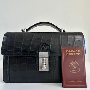 【超美品】最高級JRA 認定 マットクロコダイル セカンドバッグ ビジネスバッグ ハンドバッグ 日本製 ワニ革