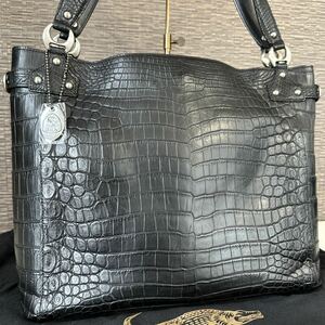 [ as good as new ]JRA tag three . sun po -sanpo top class genuine article mat crocodile center taking . tote bag handbag lady's wani leather 