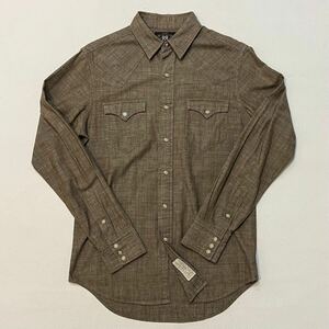 【65】 美品 RRL コンチョ ブラウン シャンブレー ウエスタン シャツ S メダリオン ダブルアールエル ラルフローレン ralph lauren