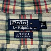 【76】 美品 90s ラルフローレン CALDWELL ボックス チェック柄 オープンカラー シャツ L ralph lauren vintage ビンテージ コールドウェル_画像9