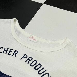 【131】 初期 butcher products フロッキー プリント ロゴ ブルドッグ Tシャツ S ブルー ブッチャープロダクツ atlast 白 アットラストの画像4