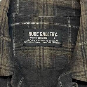 【72】 美品 rude gallery オンブレ チェック 柄 オープンカラー シャツ 3 ストレッチ ブラック ブラウン ルードギャラリー shirtの画像5