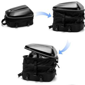 新品防水 耐久性 黒 GS バイク用 拡張機能あり 炭素繊維拡張機能あり リュックサック シートバッグの画像6