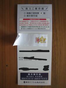 東京テアトル株主優待券４枚セット　男性名義 　2～4月２枚と5～7月2枚の４枚セット　