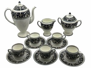 美品 Wedgwood ウェッジウッド フロレンティーン ミルクポットセット 5客 食器 ターコイズ コーヒーカップ＆ソーサー ブランド ポット