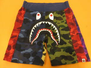 216) A BATHING APE アベイシングエイプ/ハーフパンツ/スウェット/ショーツ/シャーク/クレイジーパターン/カモ/迷彩/サイズL