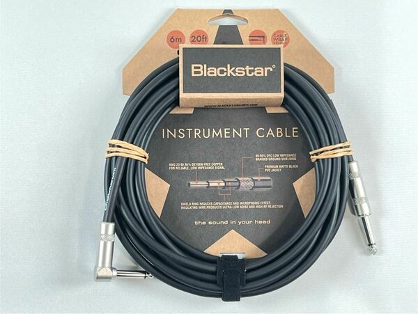 新品 BLACKSTAR ブラックスター 楽器用シールドケーブル 6m/20ft S-L型/片側L型プラグ