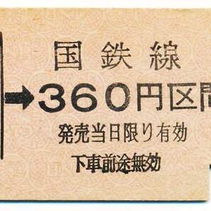 国鉄 金額式片道乗車券 鯨波→３６０円区間の画像1