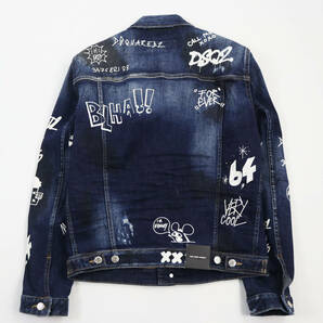 未使用品●DSQUARED2 ディースクエアード 2022年製 S74AM1249 Dan Jean Jacket ペイント加工 デニムジャケット 44 伊製 正規品 メンズの画像3