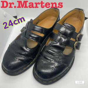 ドクターマーチン/Dr.Martens/24cm/ドクターマーチン　メリージェーン/黒/レザー/ダブルストラップレザーシューズ/中古/
