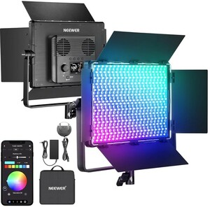 NEEWER PL60C RGB LEDビデオライトパネル(660RGB 強化)DMX制御 2500K-10000K 60Wカラー照明 MV,PV写真映像撮影用