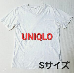 UNIQLO メンズ　トップス　半袖TシャツS ホワイト 白 無地Tシャツ