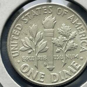 ☆アメリカ銀貨【アメリカ1963年1ＤＩＭＥ（10セント）銀貨：ミントマークD、美品、ルーズベルト、コレクター放出品】銀貨 A436☆の画像2