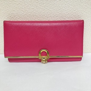  Salvatore Ferragamo フェラガモ 長財布 ピンク レザー S696