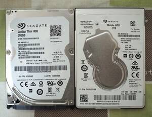 SEAGATE 2.5インチ ハードディスク 1TB(1000GB)+500GB 7mm厚 2個セット動作品 