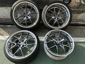 AIMGAIN GTM21インチ　F9.5J+40 R10.0J+35 5/120 綺麗、一本修正有、タイヤはおまけ　レクサス　LS エイムゲイン