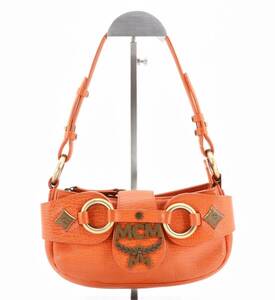 1円 MCM　エムシーエム　レザー　デカロゴ　ミニハンドバッグ　アクセサリーポーチ　肩掛け　ショルダーバッグ　ロゴ　24-1176