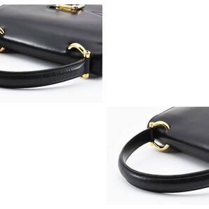 1円 美品 CELINE ヴィンテージ セリーヌ レザー ハンドバッグ トップハンドル Ｗフラップ ガンチーニ クラシック ロゴ 24-1158の画像9