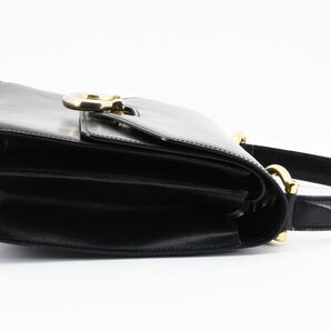 1円 美品 CELINE ヴィンテージ セリーヌ レザー ハンドバッグ トップハンドル Ｗフラップ ガンチーニ クラシック ロゴ 24-1158の画像4