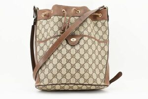 1円 GUCCI　ヴィンテージ　グッチ　オールドグッチ　GGプラス　シェリー　巾着ショルダーバッグ　肩掛け　ロゴ　41.02.033　24-1017