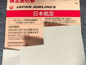 JAL日本航空株主優待券2024年5月31日まで2枚　ネコポス匿名送料無料