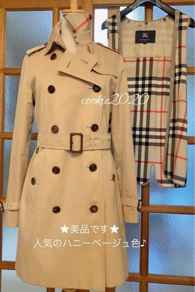 高級【美品★日本製ライナー付きトレンチコート】BURBERRY、バーバリーロンドン、美ライン、ノバチェック、Mサイズ、人気カラー、