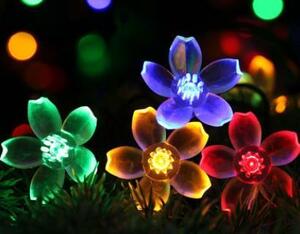  solar LED Sakura flower garden light 100 lamp 12m rainbow color -stroke ring light Rainbow lawn grass Sakura flower sun charge nighttime automatic point Japan nationwide free shipping 