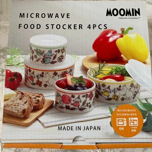 ムーミン　MOOMIN レンジストッカー　ボウル4 個セット フタ付レンジ対応　M/Sサイズ各種2 フードストッカー